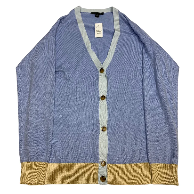 Men's short-sleeve sporty subtle classic olive shirt-Sweater Cardigan By Ann Taylor In Blue, Size: L