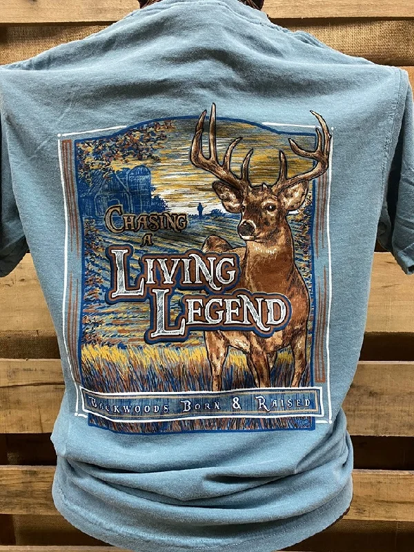 Men's short-sleeve rich sporty loud print tee-Backwoods Born & Raised Chasing a Living Legend Deer Hunting Comfort Colors Unisex T Shirt