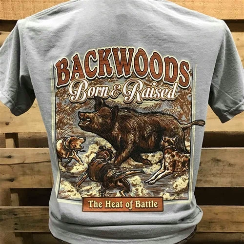 Men's short-sleeve classic tropical peach shirt-Backwoods Born & Raised Hog Heat of the Battle Unisex T Shirt