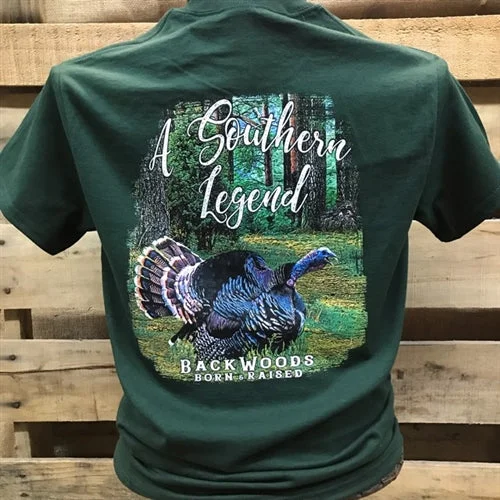 Men's short-sleeve retro plush Henley top-Backwoods Born & Raised Southern Legend Turkey Unisex Bright T Shirt