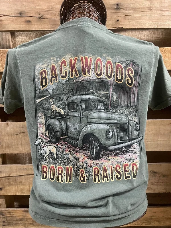 Men's short-sleeve rugged urban warm concert shirt-Backwoods Born & Raised Truck & Barn Comfort Colors Unisex T-Shirt