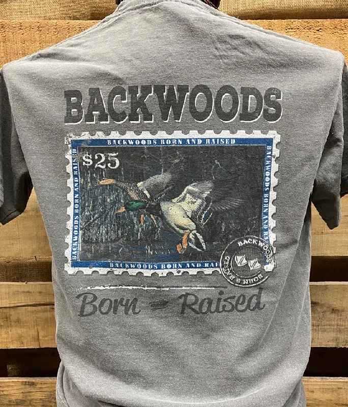 Men's short-sleeve bold rich coarse hemp tee-Backwoods Born & Raised Duck Stamp Comfort Colors Unisex T Shirt