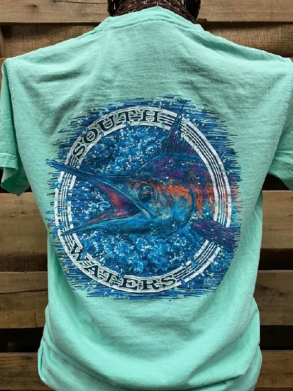 Men's short-sleeve fresh modern earthy tee-Backwoods South Waters Fishing Marlin Comfort Colors Bright Unisex T Shirt