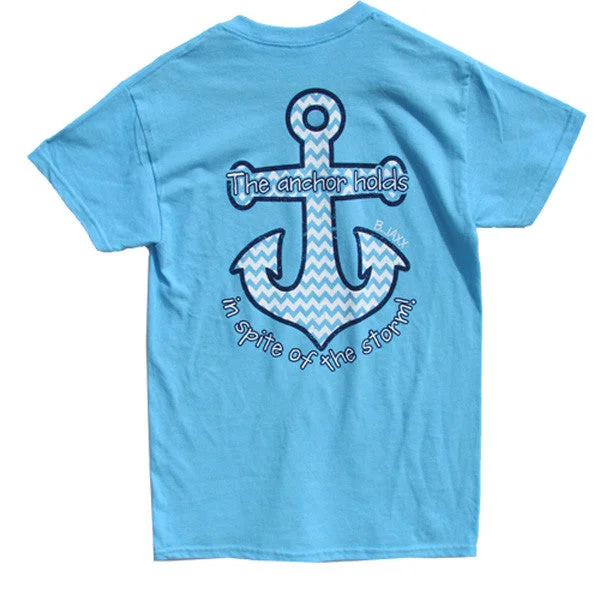 Men's short-sleeve cool rugged urban warm red shirt-Bjaxx Anchor Holds Chevron Anchor Blue Christian Girlie Bright T Shirt