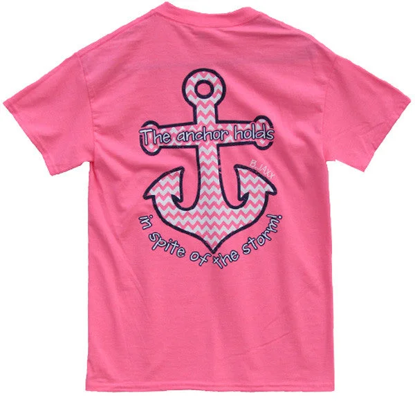 Men's short-sleeve urban warm stylish bold stripe tee-Bjaxx Anchor Holds Chevron Anchor Pink Christian Girlie Bright T Shirt