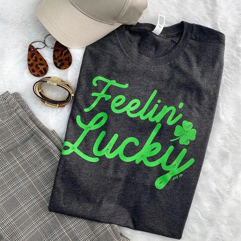 Men's short-sleeve bright coral shirt-Bjaxx Lucky & Blessed Feelin Lucky Irish Front Print Unisex T-Shirt