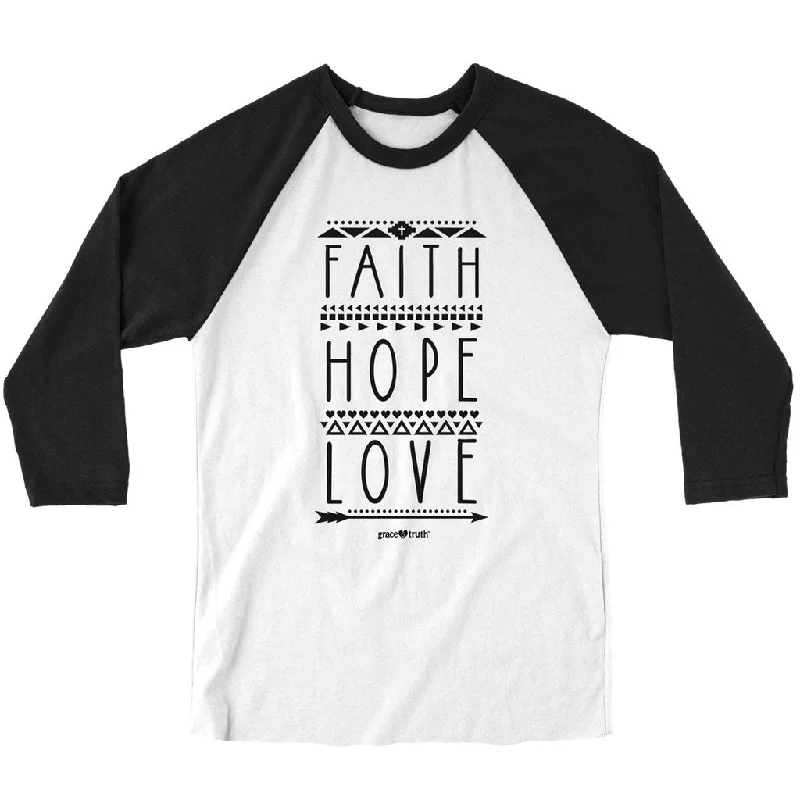 Men's short-sleeve rich sporty soft perforated tee-Cherished Girl Grace & Truth Faith Hope Love Arrow Christian Long Sleeve Raglan T Shirt