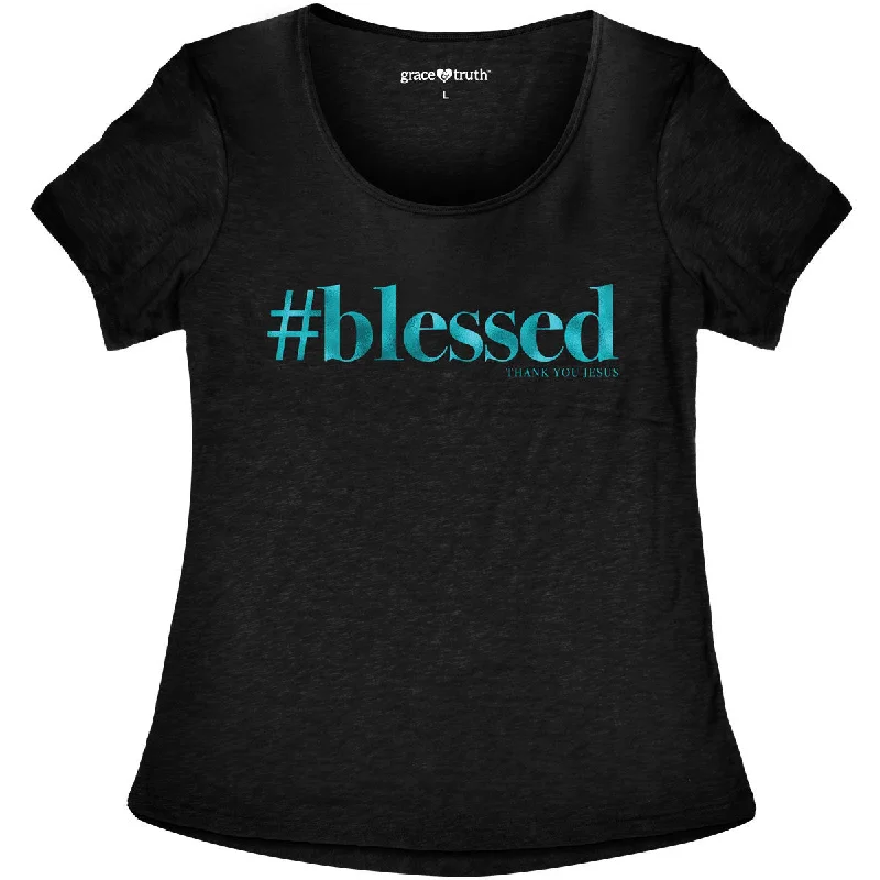 Men's short-sleeve vibrant aqua tee-Cherished Girl Grace & Truth Hashtag Blessed Thank You Jesus Girlie Christian Bright T Shirt