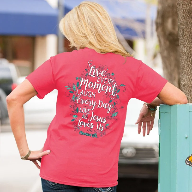 Men's short-sleeve muted rugged denim top-Cherished Girl Live Everyday Love as Jesus Loves Us Comfort Colors Girlie Christian Bright T Shirt