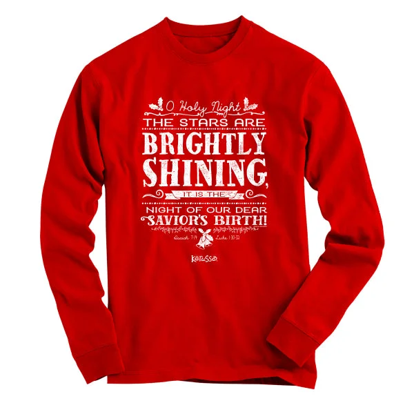 Men's short-sleeve sporty deep cobalt top-SALE Cherished Girl The Stars Are Brightly Shining Christmas Christian Bright Long Sleeve T Shirt