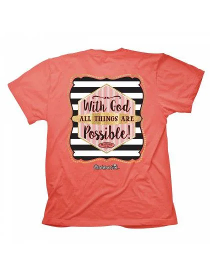 Men's short-sleeve fresh modern structured purple top-Cherished Girl With God All Things are Possible Girlie Christian Bright T Shirt