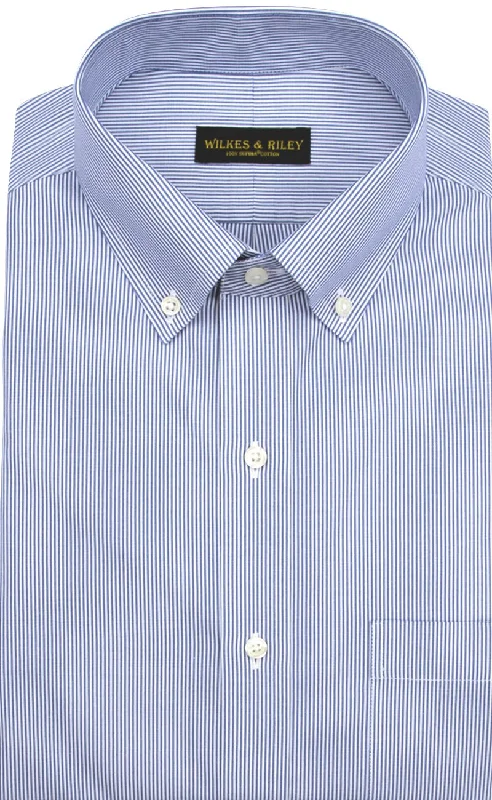 Classic Fit Blue Fine Line Button-Down Collar Supima® Cotton Non-Iron Pinpoint Oxford Dress Shirt (B/T)