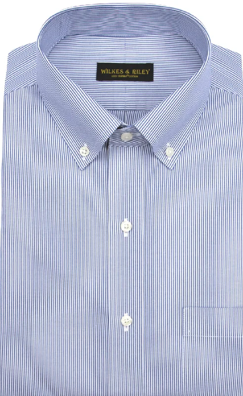 Classic Fit Blue Fine Line Button-Down Collar Supima® Cotton Non-Iron Pinpoint Oxford Dress Shirt