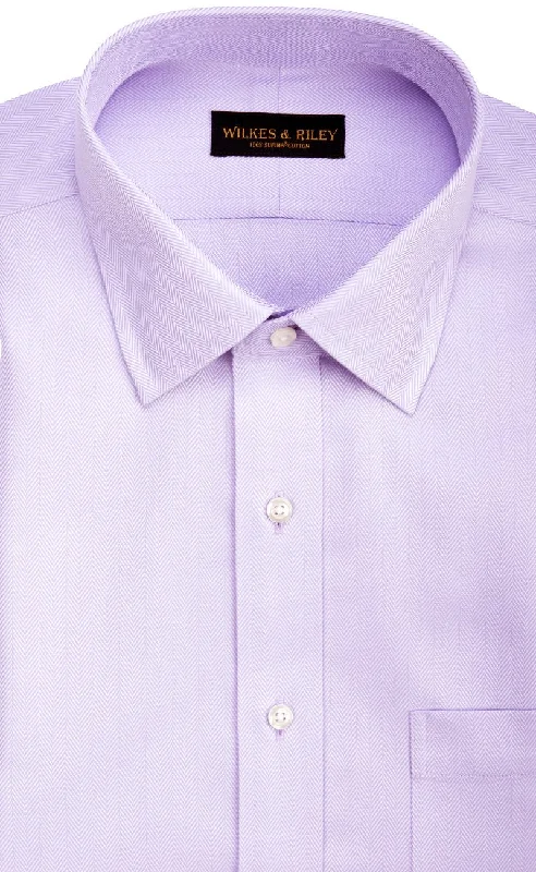 Classic Fit Lavender Herringbone Spread Collar Supima® Cotton Non-Iron Dress Shirt (B/T)