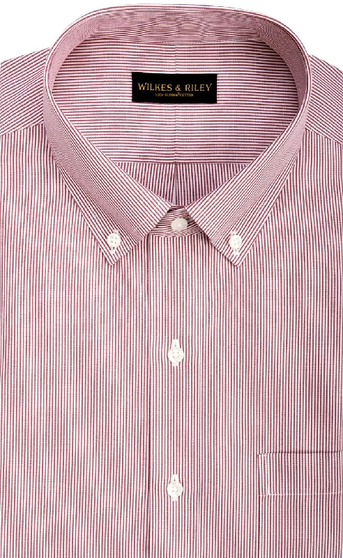 Classic Fit Red Fine Line Button-Down Collar Supima® Cotton Non-Iron Pinpoint Oxford Dress Shirt (B/T)