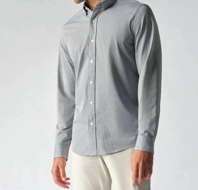 Commuter Shirt - Slim Fit In Gray Flannel Stripe