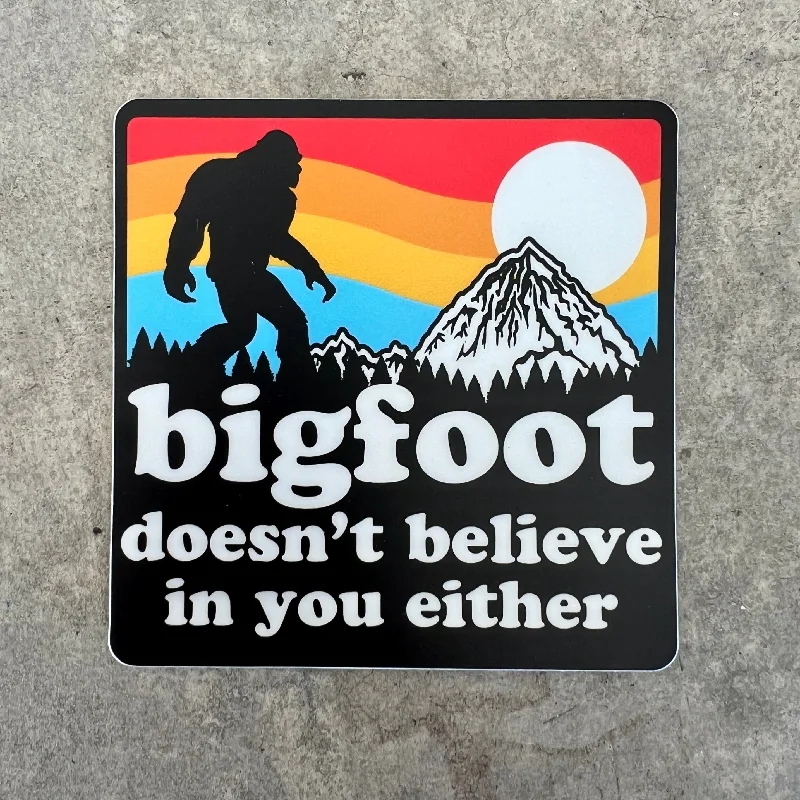 Men's short-sleeve retro plush Henley top-Bigfoot Doesn't Believe In You Sasquatch Sticker