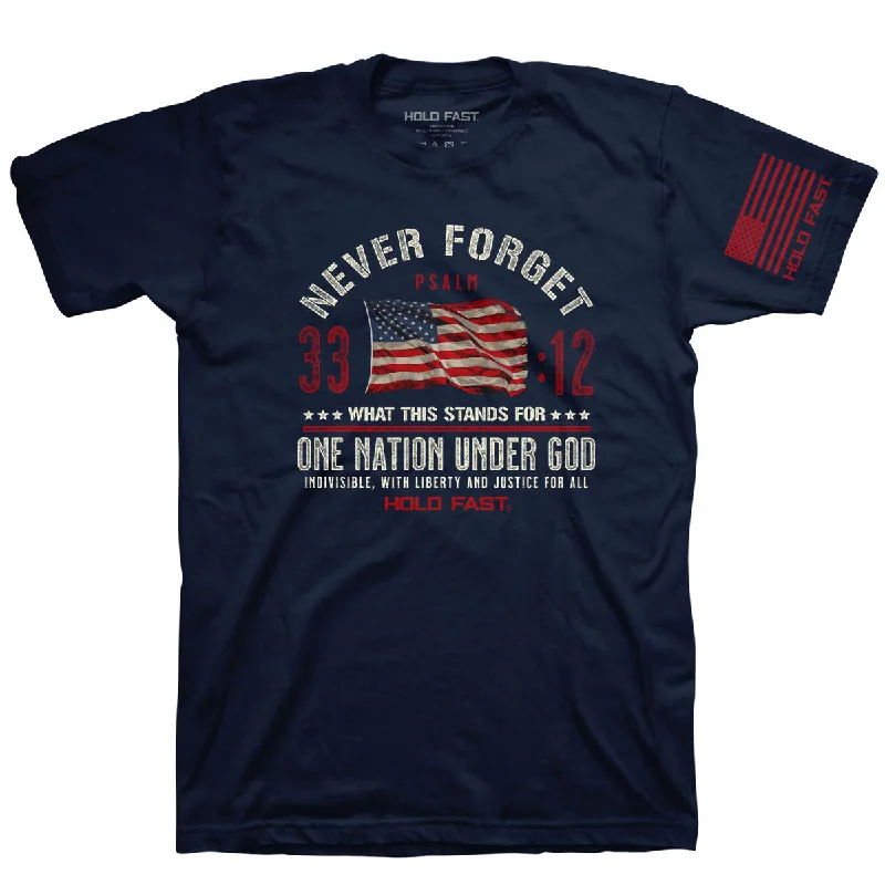 Men's short-sleeve bold striking blue top-Hold Fast Never Forget USA Unisex T-Shirt