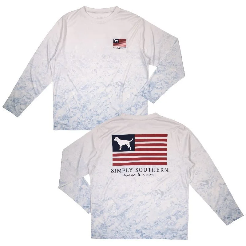 Men's short-sleeve deep flowing distressed shirt-Simply Southern USA Flag Rash Guard Unisex Long Sleeve T-Shirt