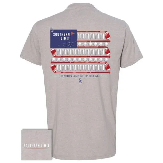 Men's short-sleeve trendy hiking tee-Southern Limits Liberty And Golf Flag Unisex T-Shirt