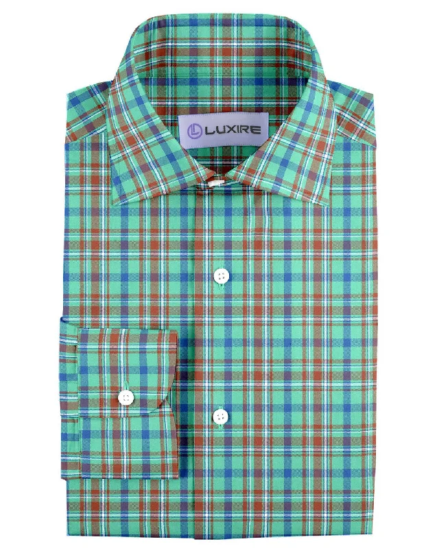 Green Rust Blue Tartan Checks Twill