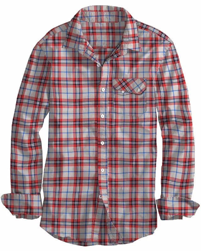 Red Navy Cream Twill Madras Checks