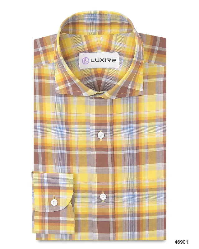 Summer Light Yellow Brown Madras Checks