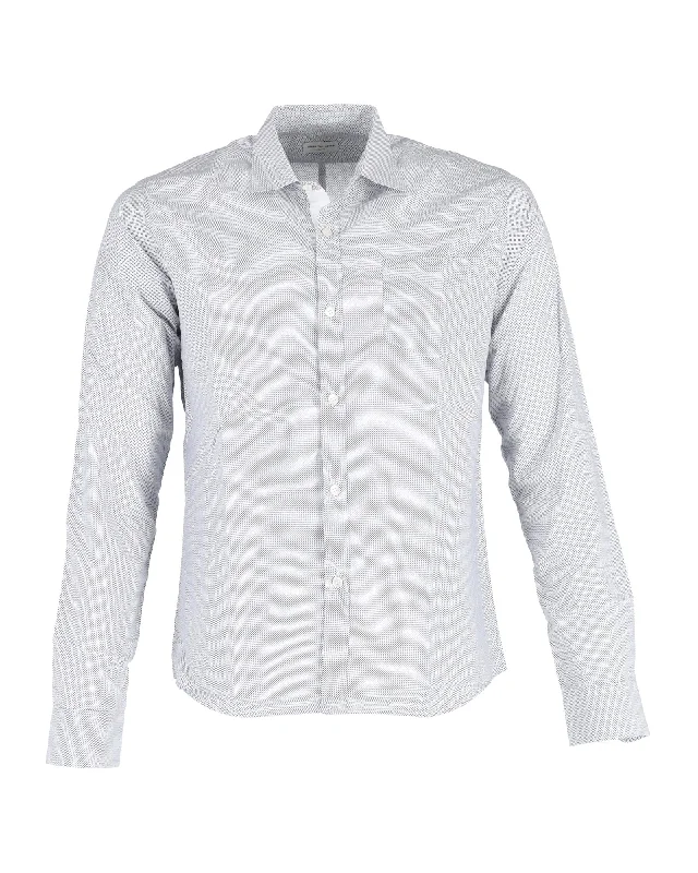 Dries Van Noten Printed Shirt in Light Blue Cotton