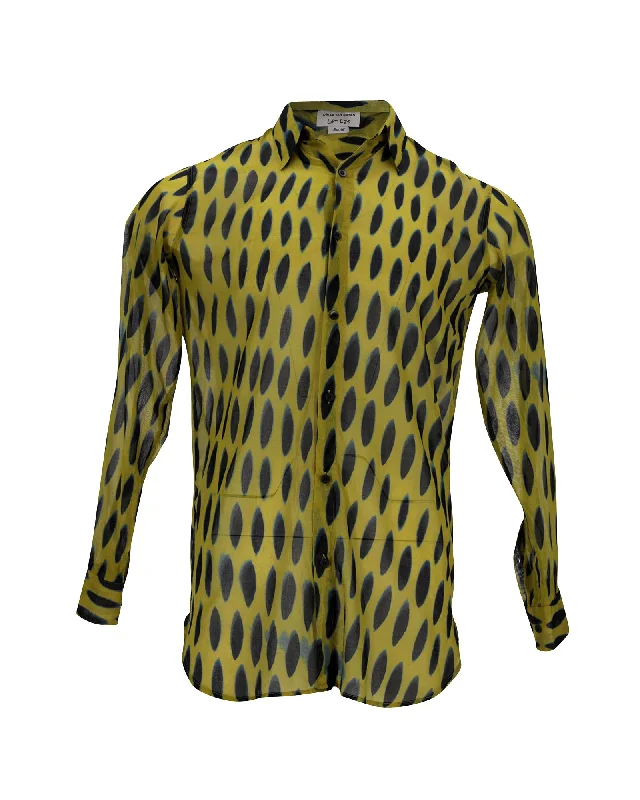 Dries Van Noten Printed Shirt in Yellow Print Cotton