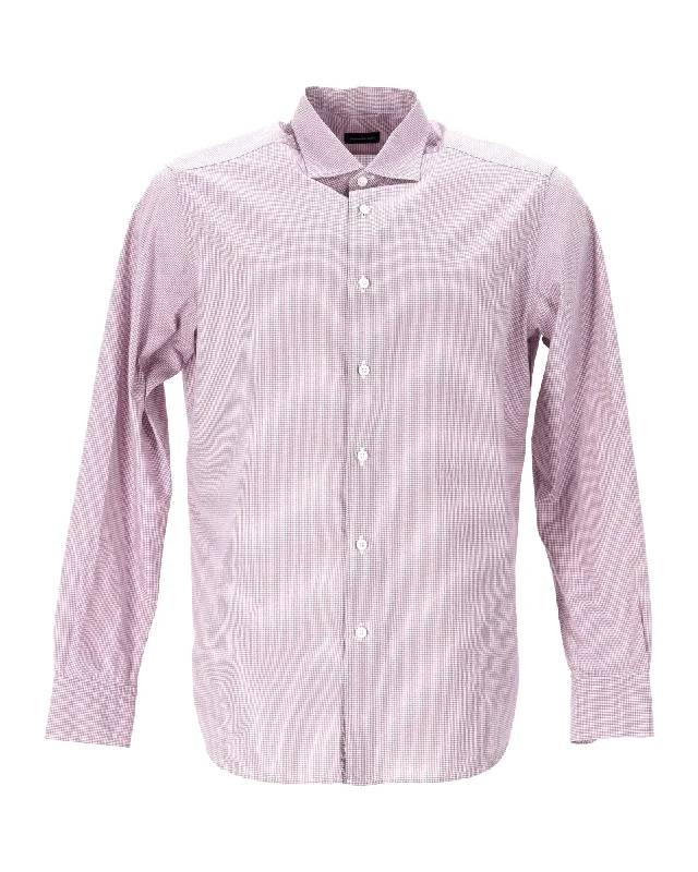 Ermenegildo Zegna Check Shirt in Purple Cotton