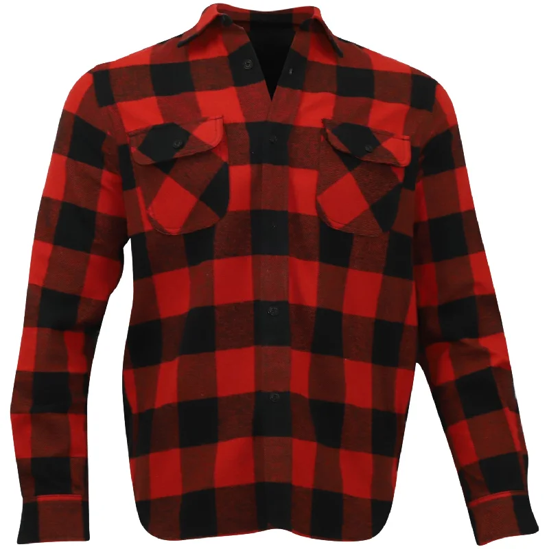 Eye by Junya Watanabe Comme Des Garcons Man Plaid Flannel Button Front Long Sleeve Shirt in Red and Black Cotton