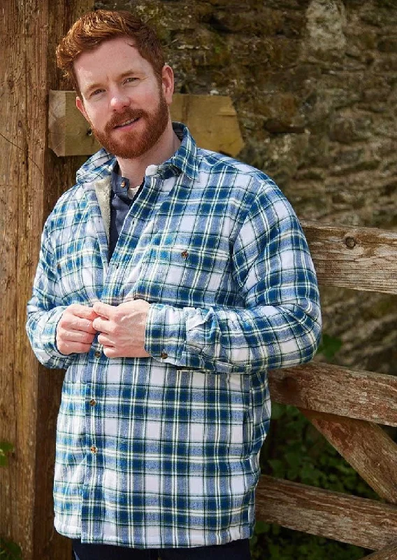 Men’s Flannel Fleece Lined Shirt | Blue Tartan