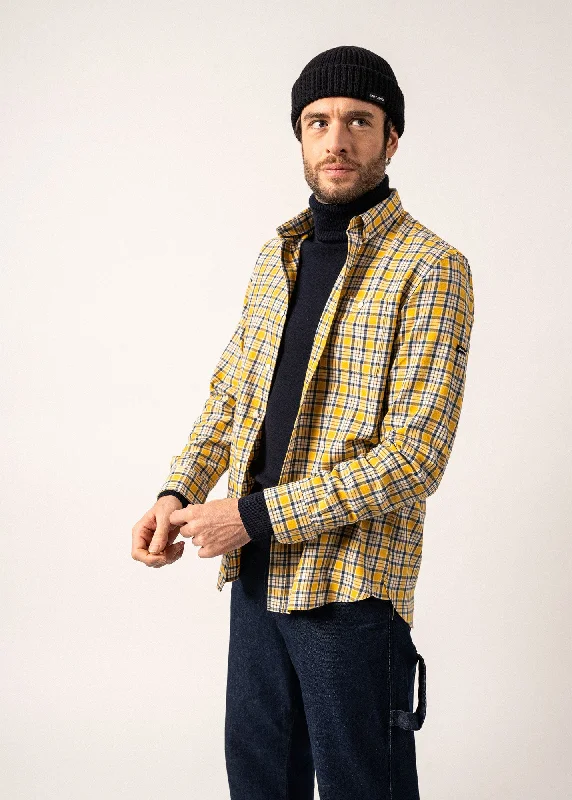 Florent Checked Shirt - in cotton flannel (AMBRE/VEGETAL)