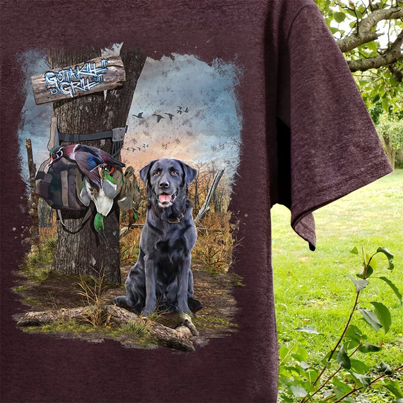 Men's short-sleeve cool slate shirt-Gotta Kill It To Grill It Duck Lab Dog Unisex T-Shirt