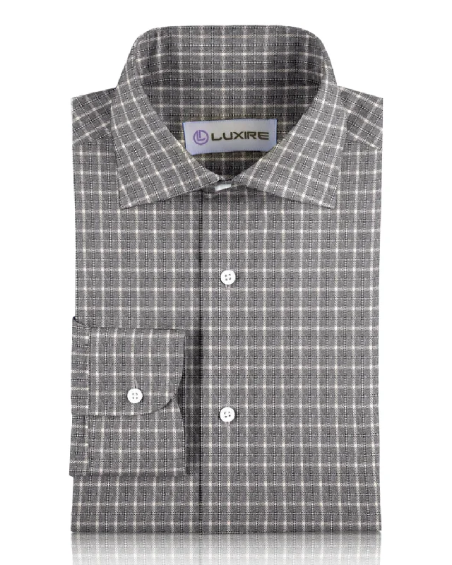 Grey White Tattersall Flannel Work Shirt