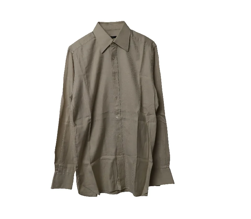 Gucci Button Down Shirt in Beige Cotton