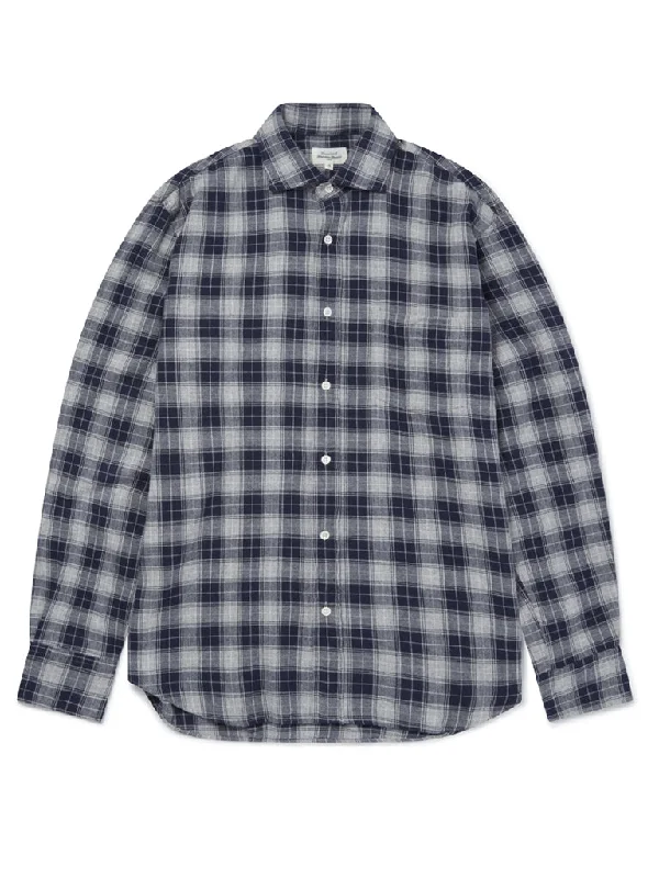 Hartford Paul Flannel Shirt in Navy Grey