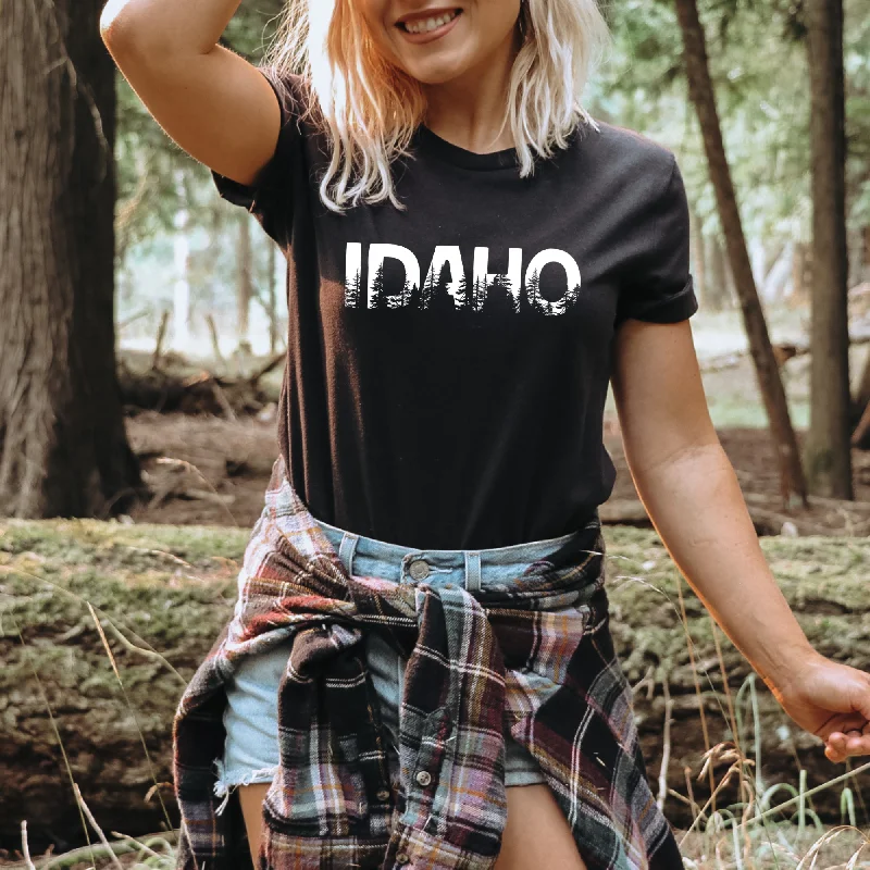 Men's short-sleeve warm stylish sleek skateboarding tee-Idaho Trees Graphic Tee Bigfoot Tshirt *UNISEX FIT*