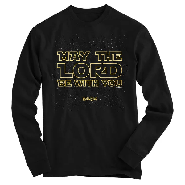 Men's short-sleeve subtle graphic neon shirt-Kerusso May the Lord Be With You Star Cherished Christian Bright Long Sleeve T Shirt