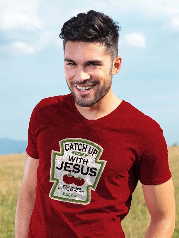 Men's short-sleeve trendy bright deep picnic top-Kerusso Catch Up with Jesus Christian Unisex Bright T Shirt