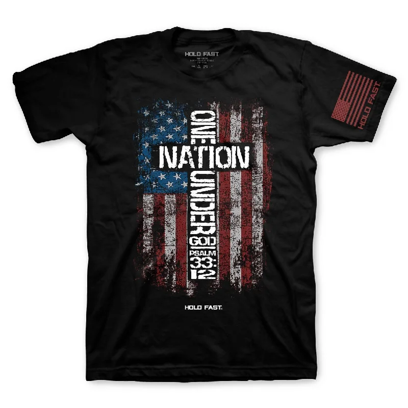 Men's short-sleeve sleek neutral subtle taupe shirt-Hold Fast One Nation Flag USA Unisex T-Shirt