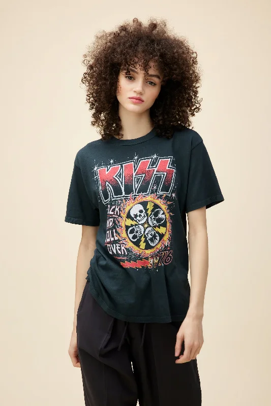 Men's short-sleeve rugged urban warm concert shirt-Kiss Rock And Roll Over Weekend Tee