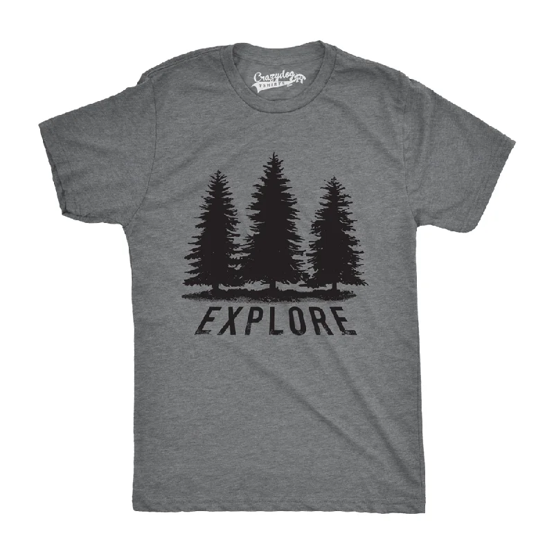 Men's short-sleeve stylish tailored gray shirt-Explore Pine Trees Men's Tshirt