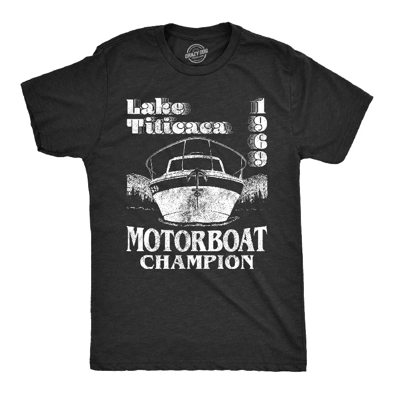 Men's short-sleeve elegant luxury shirt-Lake Titicaca Motorboat Champion Men's Tshirt