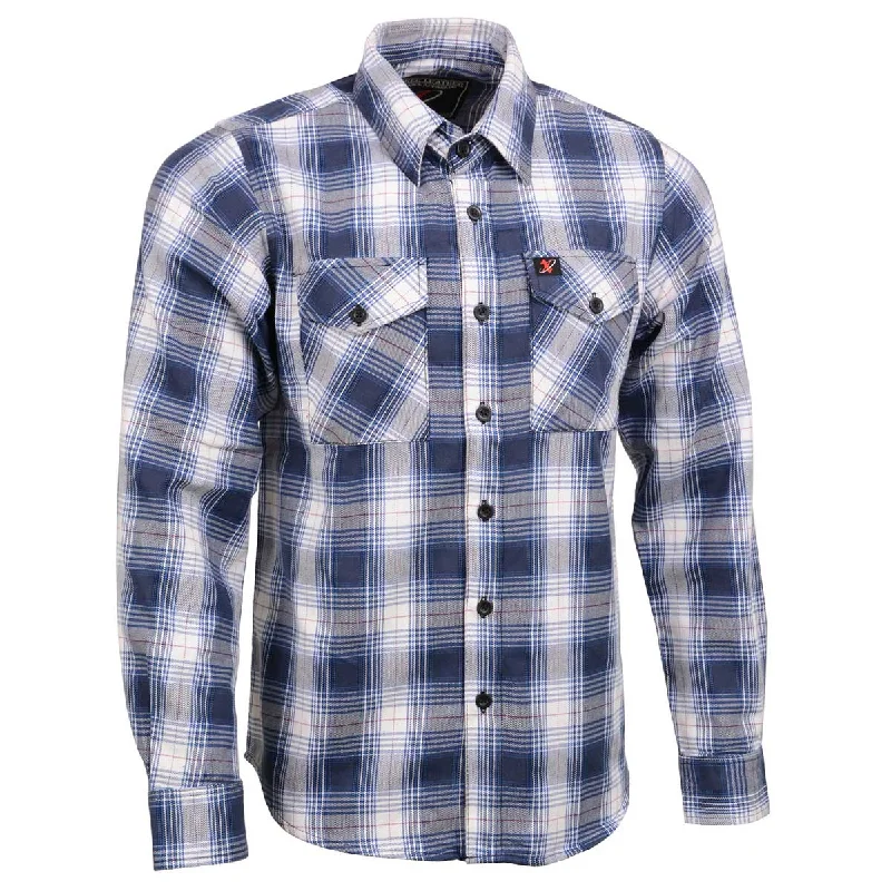 Milwaukee Leather MNG11650 Men's Blue and White Long Sleeve Cotton Flannel Shirt