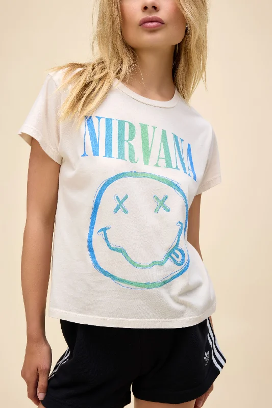 Men's short-sleeve lightweight stretch shirt-Nirvana Gradient Smiley Solo Tee