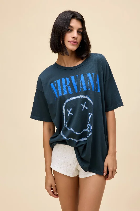 Men's short-sleeve lightweight stretch shirt-Nirvana Smiley Merch Tee