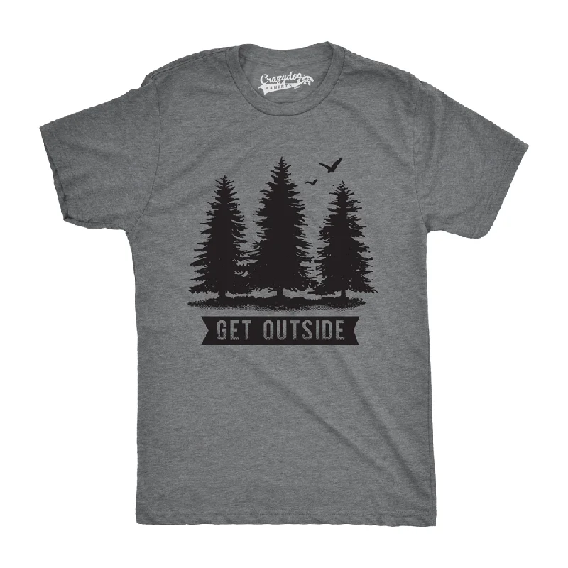 Men's short-sleeve classic fishing shirt-Pine Trees Get Outside Men's Tshirt