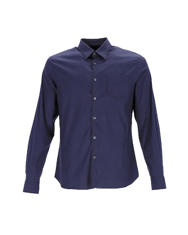 Prada Button Shirt in Navy Blue Cotton