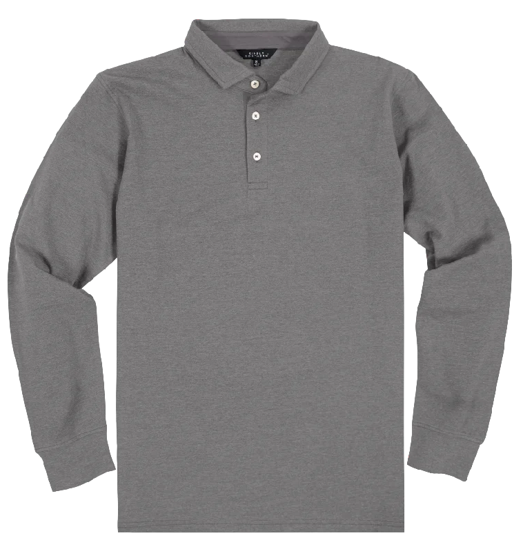 Men's short-sleeve sporty teal shirt-SALE Simply Southern Classic Heather Grey Unisex Polo Long Sleeve T-Shirt